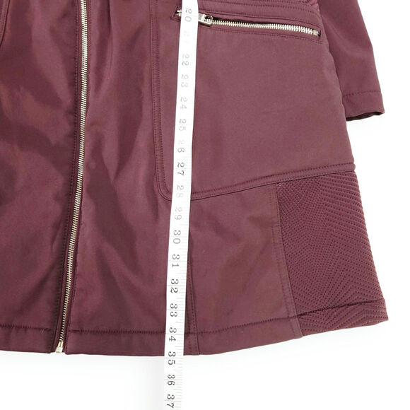 Guess Faux Fur Hood Softshell Parka Jacket Pockets Burgundy Wine XXL Gorpcore - Picture 12 of 15